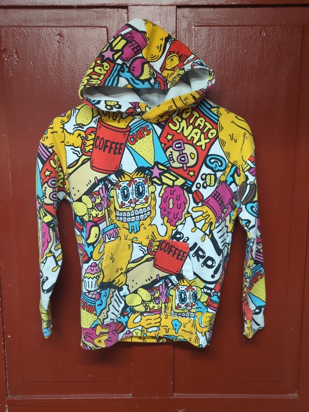 H&M Kids Garfield Yellow Multi Graphic Hoodie Size 8/10